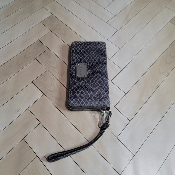 Michael Kors Grey Black Snakeskin Embossed Leather Wallet - Picture 5 of 15